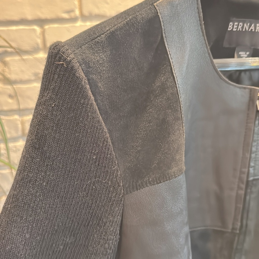 Bernardo Black Patchwork Leather Jacket - image 3